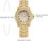 JewelryWe Men Women Watches Stylish Rhinestone Round Quartz Watch Gold Plated Stainless Steel Wristwatch for Valentine’s Day...