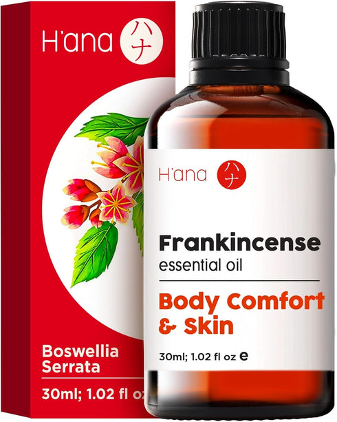 H’ana Frankincense Essential Oil - 100% Natural Frankincense Oil for Skin - Frankincense Oil for Face & Diffuser (1 fl oz)...