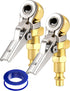 2-Pack 1/4 Inch Female NPT Closed Ball Tire Chuck with Clip, Locking Air Chuck Tire Inflator with Air Chuck Quick Connect, Clip-On Air Chucks for ...