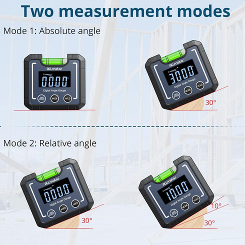 0-360°(4 * 90°) Digital Angle Finder Level Magnetic Electronic Gauge Inclinometer Protractor Tool with Bubble Level and Magnetic Base LCD Backligh...