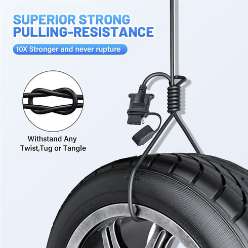 Vehicle-side 4 Pin Trailer Wire Connector 10 Feet Heavy Duty 18AWG 4 Way Flat Female Trailer Wiring Harness Towing Replacement 4 Prong Trailer Lig...