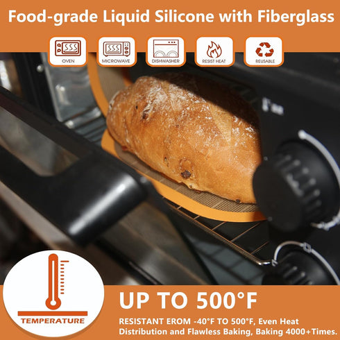 2Pcs Silicone Bread Sling Oval And Round For Dutch Oven, Non-Stick & Easy Clean Reusable Silicone Baking Mat With Long Handles Sourdough Bread Bak...