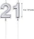 21st Birthday Candles Cake Numeral Happy Birthday Cake Candles Topper Decoration for Wedding Anniversary Celebration Favor(Silver)...