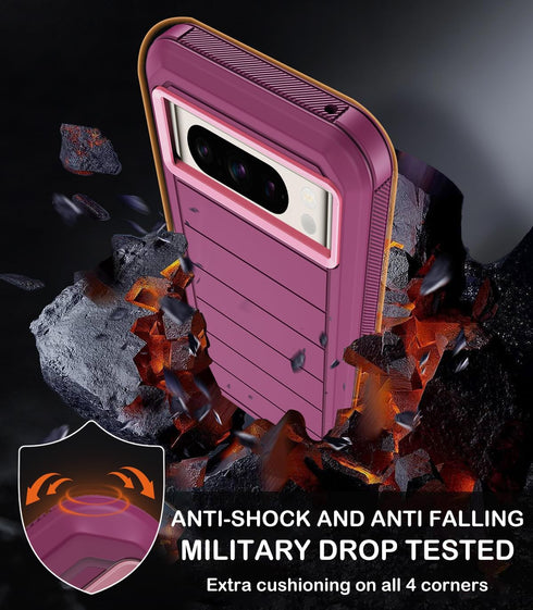 for Google Pixel 8 Pro Case with Belt Clip Holster & Kickstand,Built-in Screen Protector,Heavy Duty Shockproof Drop Protection Military Grade Rugg...