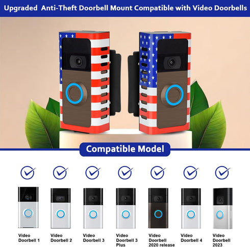 Anti-Theft Doorbell Door Mount,No-Drill Mounting Bracket with Adjustable Angle(45-135 Degrees) for Video Doorbell Cover Holder Not Block Doorbell ...