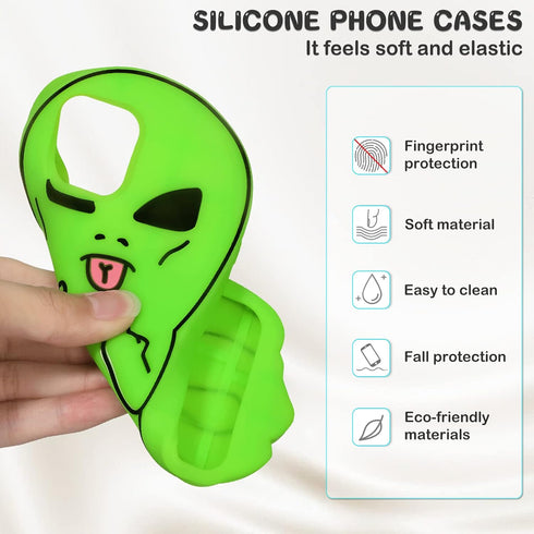 JoySolar Green Ailien Case for iPhone 11 6.1" Cute Silicone 3D Cartoon Character Phone Cover for Kids Girls Cool Fun Kawaii Soft Funny Unique Case...