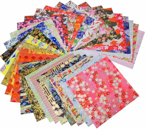 GuCra Tradition Yuzen Washi Paper 5.5" x 5.5", Japanese Chiyogami Washi Paper 30 Sheets...