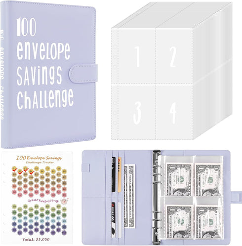 100 Envelopes Money Saving Challenge, A5 Easy and Fun Way to Save $5,050 Money Saving Binder with Cash Envelopes, Money Saving Challenge Book Budg...
