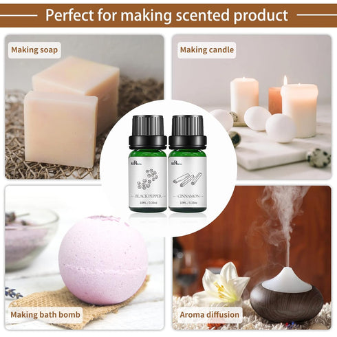 100% Pure Essential Oils Fall Spice Scented Oil 6x10ml for Candle Soap Slime Making Diffuser Home Aromatherapy Scents Gift Set Fennel Cinnamon Gin...