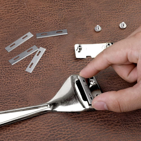 Skiving Knife, Metal Leather Skiver, Leather Craft Tools Skiver, Heavy Duty Hand Skiver for Leather, 6 Pieces Skiver Blades for Leather Craft DIY ...