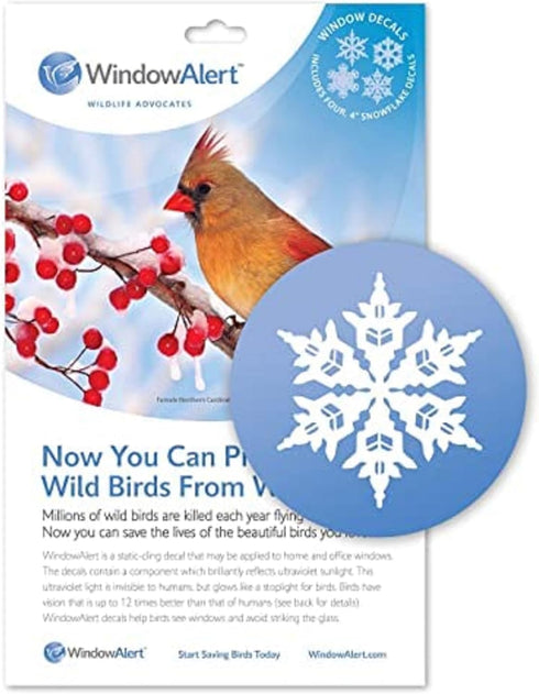 WindowAlert Snowflake Anti-Collision Decal - UV-Reflective Window Decal to Protect Wild Birds from Glass Collisions - Made in The USA...