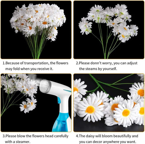 AmyHomie Artificial Flowers, Silk Daisy, Artificial Gerber Daisy for Home Decoration, Artificial Daisy for Wedding Decoration (White)...