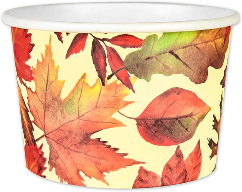 50Pcs Fall Treat Snack Cups Maple Leaves Disposable Ice Cream Cups 9 Oz. Disposable Autumn Thanksgiving Dessert Bowls for Cupcake Picnic BBQ Harve...