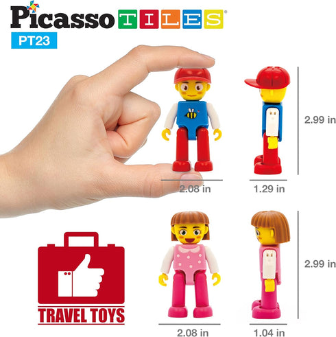 PicassoTiles Magnetic Car Play Set with Action Figures for Kids 3+ - STEM Building Block Vehicle Toy...