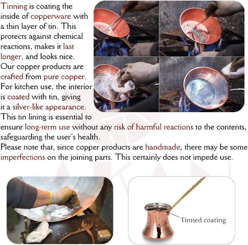 Hakan Turkish Coffee Pot | Stove Top Water Boiler, Coffee Maker, Butter, Chocolate & Milk Warmer | Even and Quick Heat with Handcrafted Copper Mat...