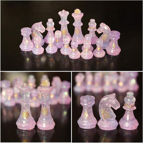 2Pcs Mini Small Chess Pieces Resin Molds, International Chess Silicone Mold Epoxy Resin Craft Casting Clay Decorating Tools...