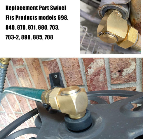 2PCS Brass Garden Hose Adapter, Brass Replacement Part Swivel, Hose Reel Parts Fittings for Garden Hose Adapter,90 Degree Angel Hose Extender to R...