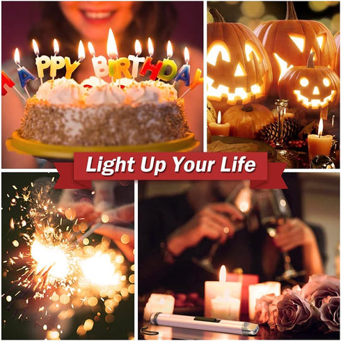 Electric Candle Lighter - Rechargeable USB Arc Windproof Flameless Plasma Lighter With Long Stick, Rope and Ring - No Butane Fluid - Perfect for B...