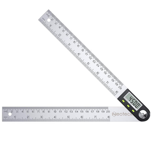 Neoteck Digital Angle Finder Ruler 8 inch/200mm Stainless Steel Digital Protractor with Data Hold Function and Zeroing Resetting LCD Display Elect...