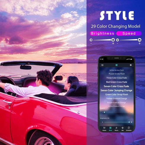 YiLaie Car Lights Interior, Multicolor Music Car Strip Light Under Dash Lighting Kit with App Control, USB Neon Interior Lights for Ambient Lighti...