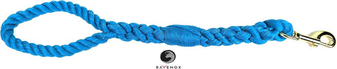 Ravenox Traffic Handle Short Dog Leash | Strong, Comfortable Cotton Rope Dog Leash for Pets |(Turquoise)(16-inches Long)| Handmade in The USA with...