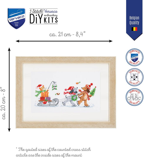 Vervaco Cross Stitch Embroidery Kits, Wall Decoration, Pre-Printed Embroidery Set, Christmas Design Embroidery Picture, 100% Cotton, Embroidery te...