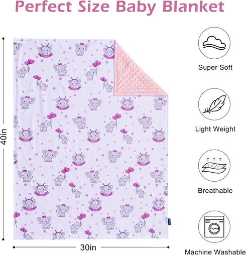 Baby Blanket for Boys Girls Super Soft Blanket,Fluffy Warm Lightweight Baby Receiving Blankets,Double Layer with Dotted Backing for Toddler Nurser...