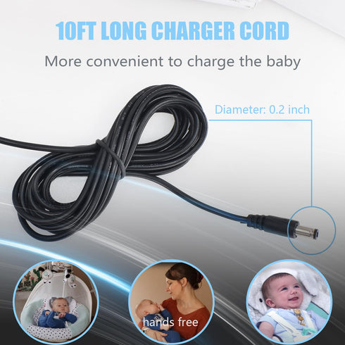 Snugapuppy Charger Replacement for Fisher Price/Ingenuity Swing, 6V AC Power Cord for Baby Swing,10Ft Charging Cable, Black...