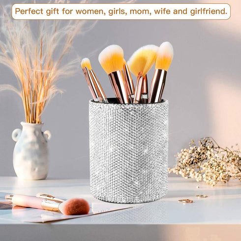 OTOSTAR Bling Crystal Makeup Brush Holder Organizer Storage Cosmetic Tools Eyebrow Pencil Eyeliners, Multifunctional Handcrafted Rhinestones Pen H...