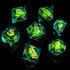 DND Resin Dragon Eye Dice Set for RPG & Role Playing - 7pcs Polyhedral Liquid Core Sharp Edged Dice Set D20 D12 D10 D8 D6 D4 with Gift Box,Dungeon...