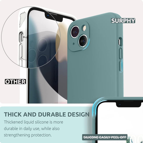 SURPHY Compatible with iPhone 13 Case with Screen Protector, (Camera Protection & Soft Microfiber Lining) Liquid Silicone Phone Case 6.1 inch 2021...