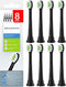 Brushmo Compact Replacement Toothbrush Heads Compatible with Philips Sonicare HX6072, Black 8 Pack...