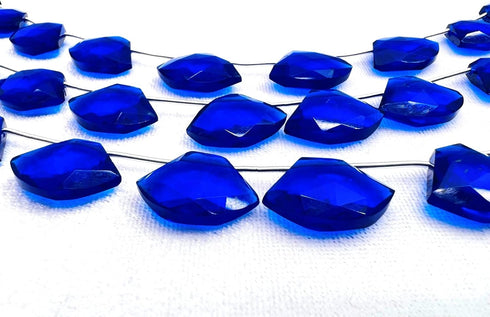1 Strand Blue Sapphire Quartz 10 Pcs Beads Size 19x14mm Fancy Shape Cut Faceted Beads for Jewellery Making, Beading & Craft Supplies KCRAFTS-RK_k4...