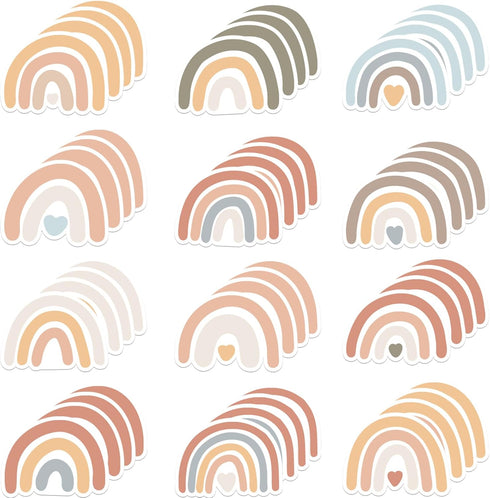48 Pieces Boho Rainbow Style Sticky Notes Self-Adhesive Design Brown Boho Rainbow Note Pads Rainbow Sticky Memo Notes for Reminder Stationery Stud...