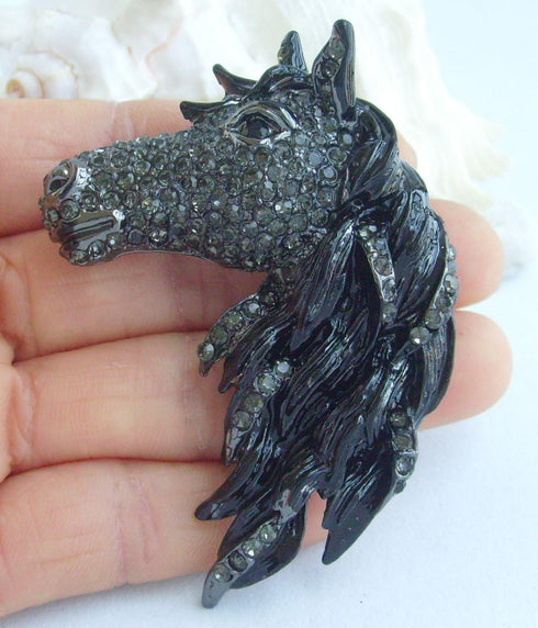 Sindary Art Style 2.76" Horse Brooch Pin Enamel Brooch Pendant Rhinestone Crystal BZ6535...
