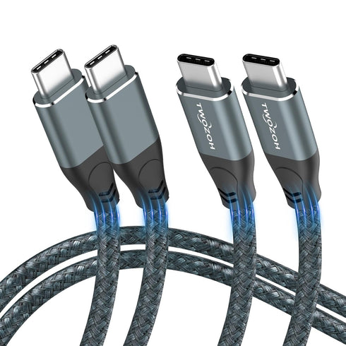 Twozoh USB C to USB C 3.2 Gen 2 Cable 20Gbps Data Transfer 100W PD Fast Charging 4K Video Output Monitor Cord (1.6FT, Grey) 2-Pack...