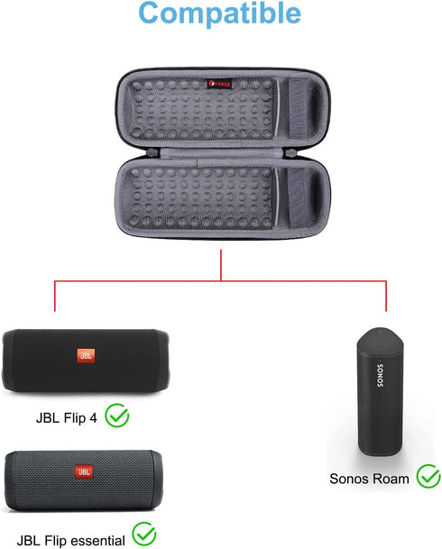 XANAD Case for JBL Flip 4/3 or Flip Essential 2/1 or Sonos Roam 2/1 Waterproof Portable Bluetooth Speaker Speaker Hard Storage Carrying Protective...