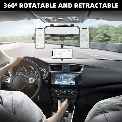 SXhyf Rear View Mirror Phone Holder, 2023 Rotatable and Retractable Car Phone Holder, Universal Car Phone Holder Mount, Cell Phone Holder Car Fit ...