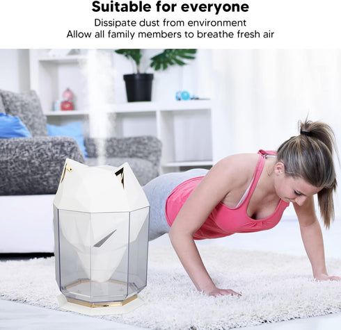 Wolf - Head Aesthetic Air Humidifier – Durable ABS, Dust Dispersion, Decorative Design for Home and Gamers(black)...