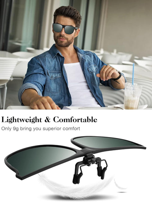 Weewooday 6 Pairs Large Polarized Clip on Sunglasses UV Protection Driving Clip on Sunglass Colorful Flip Frame Glasses for Women Men Eyeglasses...