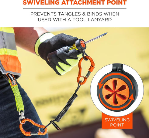 Hand Tool Attachment Slips, Easy Slide On Design, Connects to Tool Lanyards, Squids 3740, Variety Pack, 4-Pack,Black & Orange...