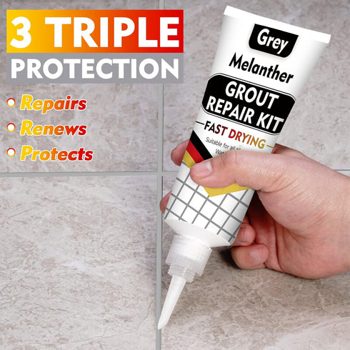 Grout Filler Tube | 2 Pack Light Grey Tile Grout Paint for Bathroom Shower Floor, Fast Drying Grout Repair Kit Refresh Filler Tube, Grout Sealer R...