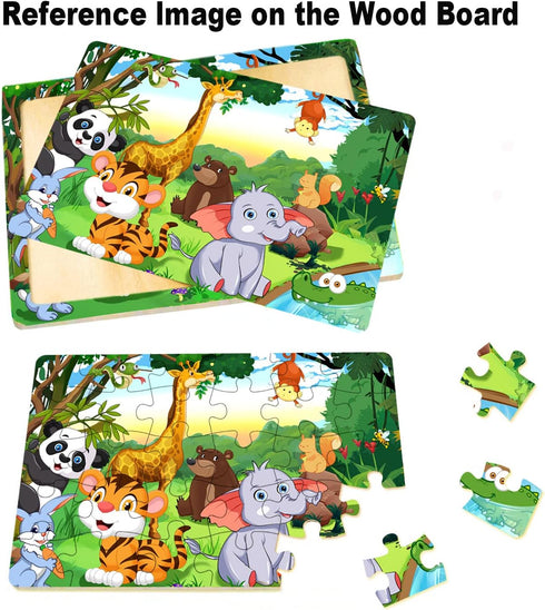 Puzzles for Kids Ages 3-5, Wooden Jigsaw Puzzles 24-30 Pieces for Toddler Children Learning Educational Puzzles 3 4 5 6 Year Toys for Boys and Gir...