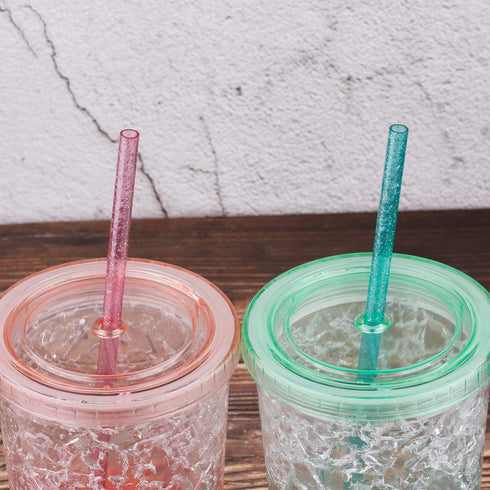 Dakoufish BPA-Free 12 Piece 11 Inch Reusable Clear Plastic Glitter Sparkle Drinking Straw Plus one Cleaning Brush (6color,11inch)...