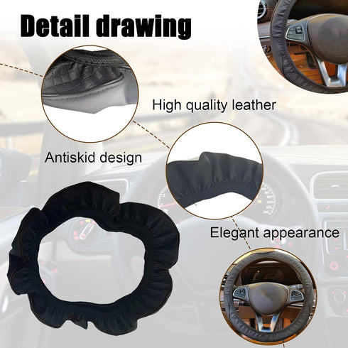 Car Steering Wheel Cover, 15 Inch Microfiber Leather Auto Steering Wheel Covers Elastic Stretch Breathable Anti-Slip, Accessories for Men Women, U...