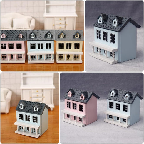 Toyvian Dollhouse Miniature House wooden dollhouse kit christmas village houses toy house Model Tiny Wooden...