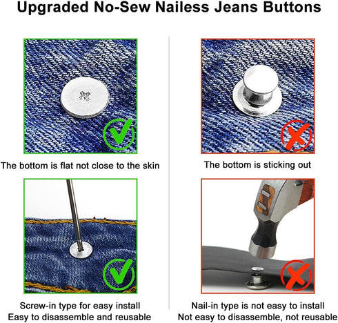 CTHOUSE 17mm Replacement Buttons for Jeans, 15 Sets No Sewing Removable Metal Jeans Buttons Repair Kits with Screwdrivers...