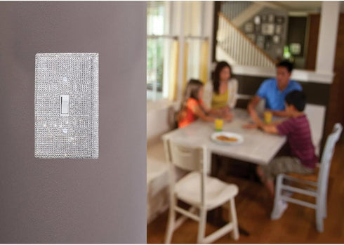Silver Bling Rhinestones Single Toggle Switch Light Switch Cover Plates Decor Cute Sparkling Wall Plates For Home Bedroom Kitchen Outlet Covers De...