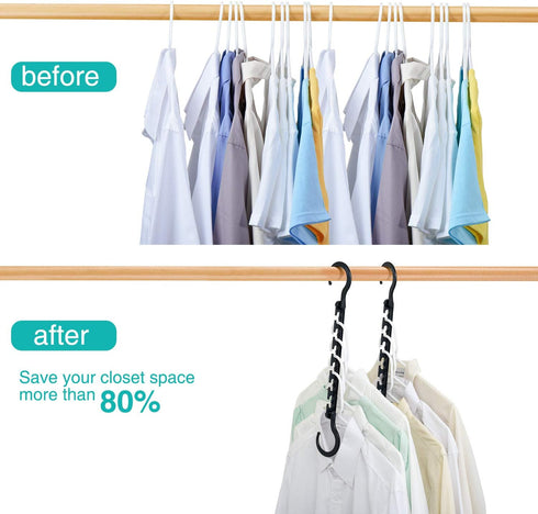 HOUSE DAY Sturdy Plastic Space Saving Hangers 12 Pack, Cascading Organizer Closet Space Saver 80% and Wrinkle Free Clothes, Multi Collapsible for ...