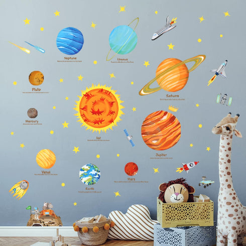 DECOWALL SG2-1501 The Solar System Kids Wall Stickers Wall Decals Peel and Stick Removable Wall Stickers for Kids Nursery Bedroom Living Room (Lar...